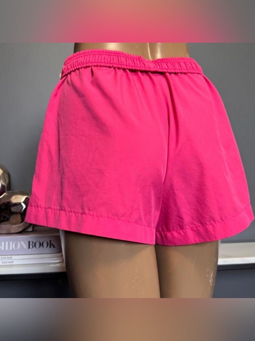 Nike Y2K pink activewear shorts with white and yellow side stripe - Picture 2 of 4